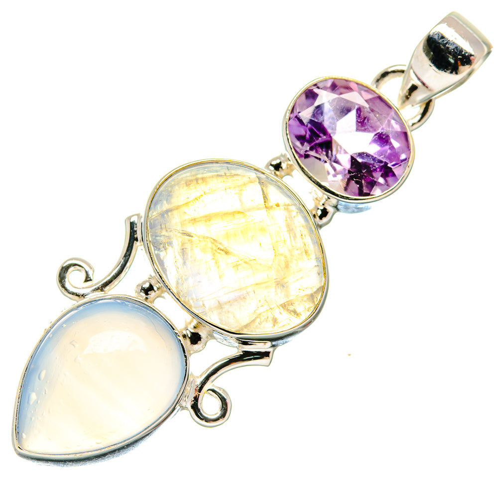 Rainbow Moonstone Pendants handcrafted by Anasilvercos - PD20543