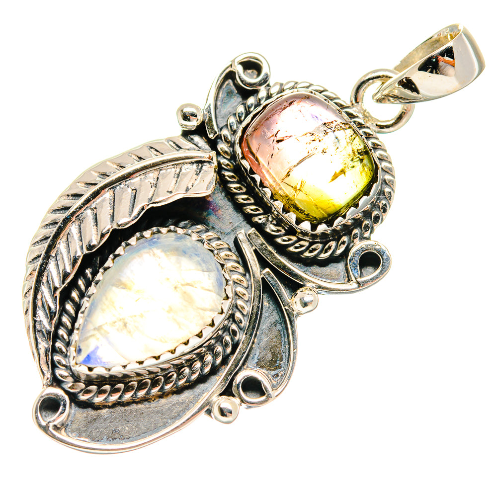 Rainbow Moonstone Pendants handcrafted by Anasilvercos - PD20565