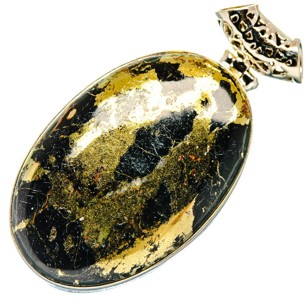 Pyrite In Black Onyx Pendants handcrafted by Anasilvercos - PD20567
