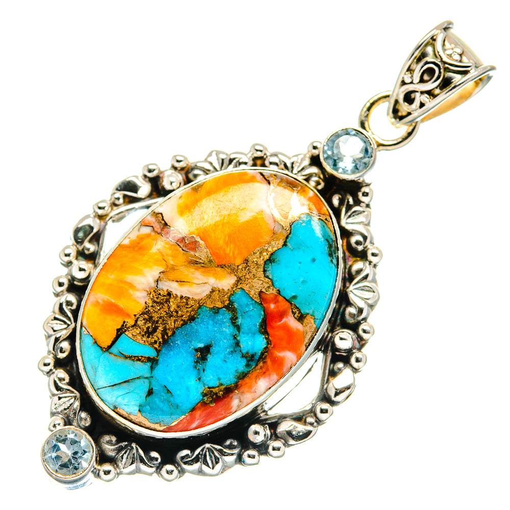 Spiny Oyster Turquoise Pendants handcrafted by Anasilvercos - PD20669