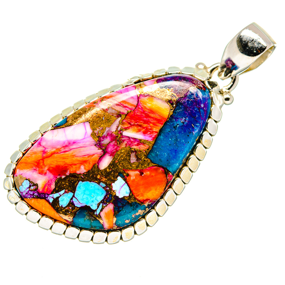 Kingman Pink Dahlia Turquoise Pendants handcrafted by Anasilvercos - PD20672