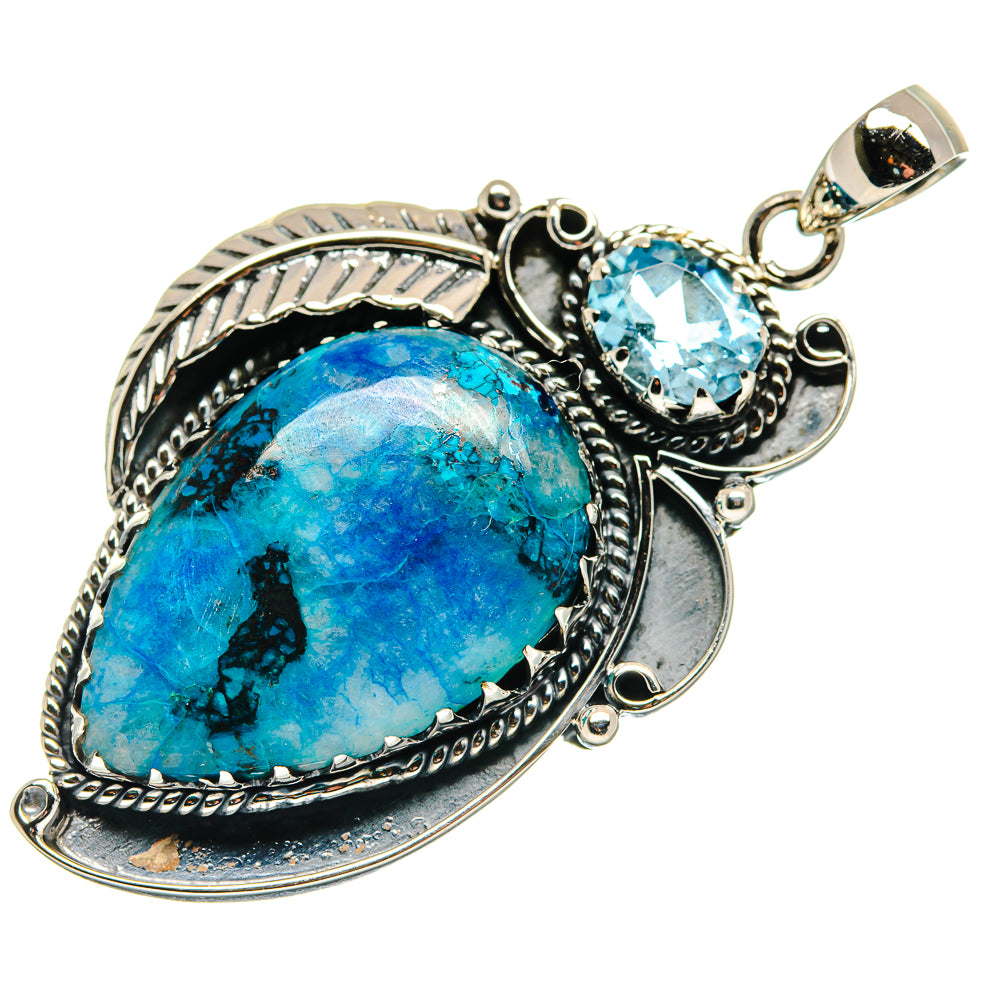 Chrysocolla In Quartz Pendants handcrafted by Anasilvercos - PD20776