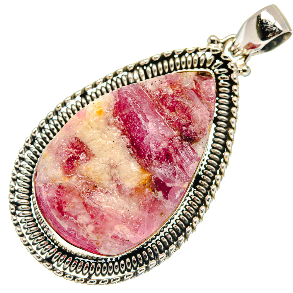 Pink Tourmaline In Quartz Pendants handcrafted by Anasilvercos - PD20801