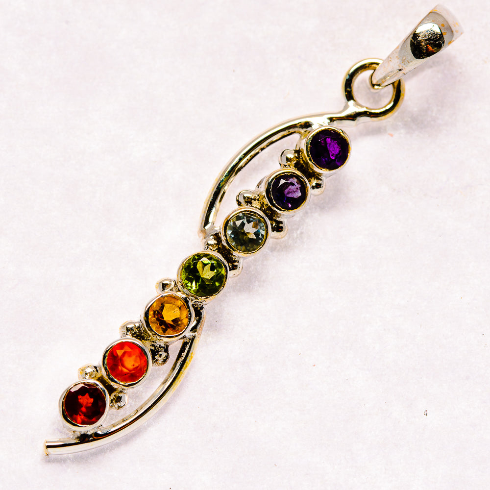 Multi-stone Rainbow Chakra Pendants handcrafted by Anasilvercos - PD20922