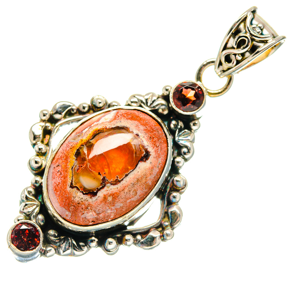 Mexican Fire Opal Pendants handcrafted by Anasilvercos - PD20965