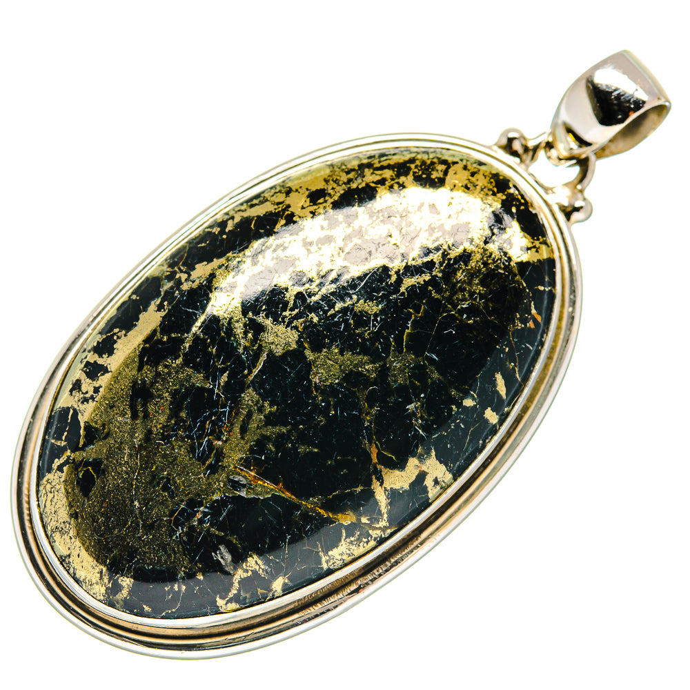 Pyrite In Black Onyx Pendants handcrafted by Anasilvercos - PD20969