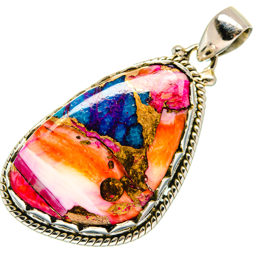 Kingman Pink Dahlia Turquoise Pendants handcrafted by Anasilvercos - PD21016