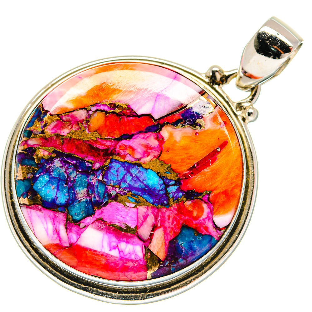 Kingman Pink Dahlia Turquoise Pendants handcrafted by Anasilvercos - PD21017