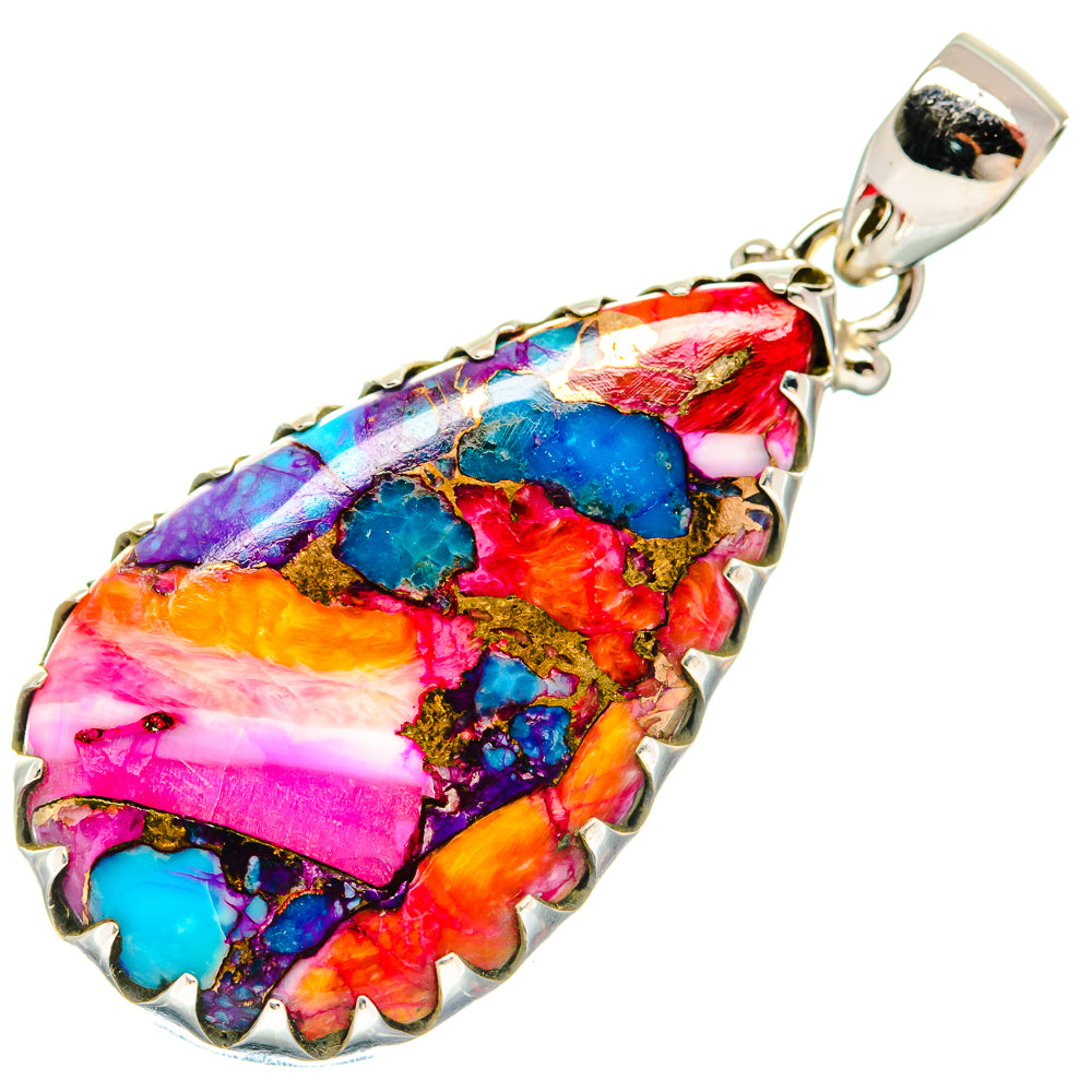 Kingman Pink Dahlia Turquoise Pendants handcrafted by Anasilvercos - PD21019