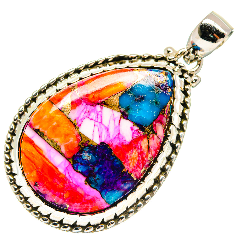 Kingman Pink Dahlia Turquoise Pendants handcrafted by Anasilvercos - PD21022