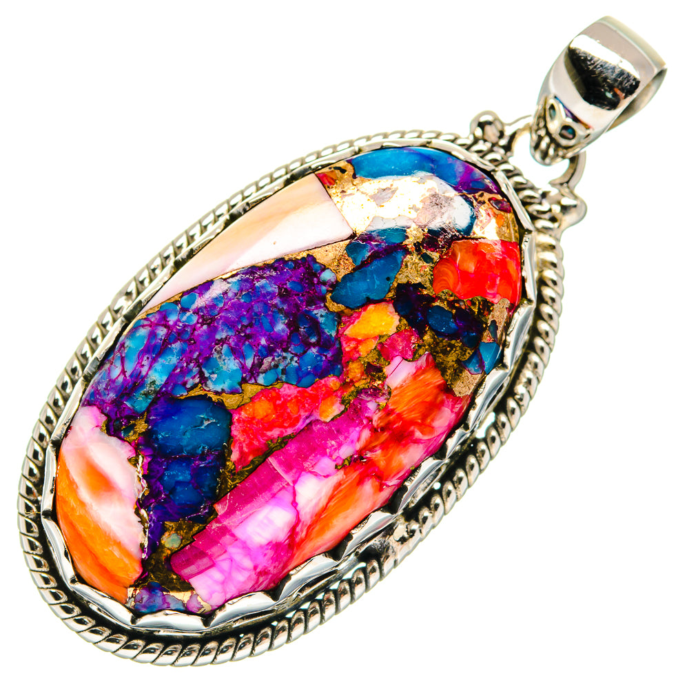 Kingman Pink Dahlia Turquoise Pendants handcrafted by Anasilvercos - PD21023