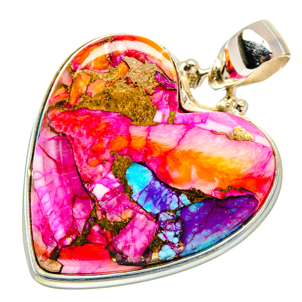 Kingman Pink Dahlia Turquoise Pendants handcrafted by Anasilvercos - PD21024