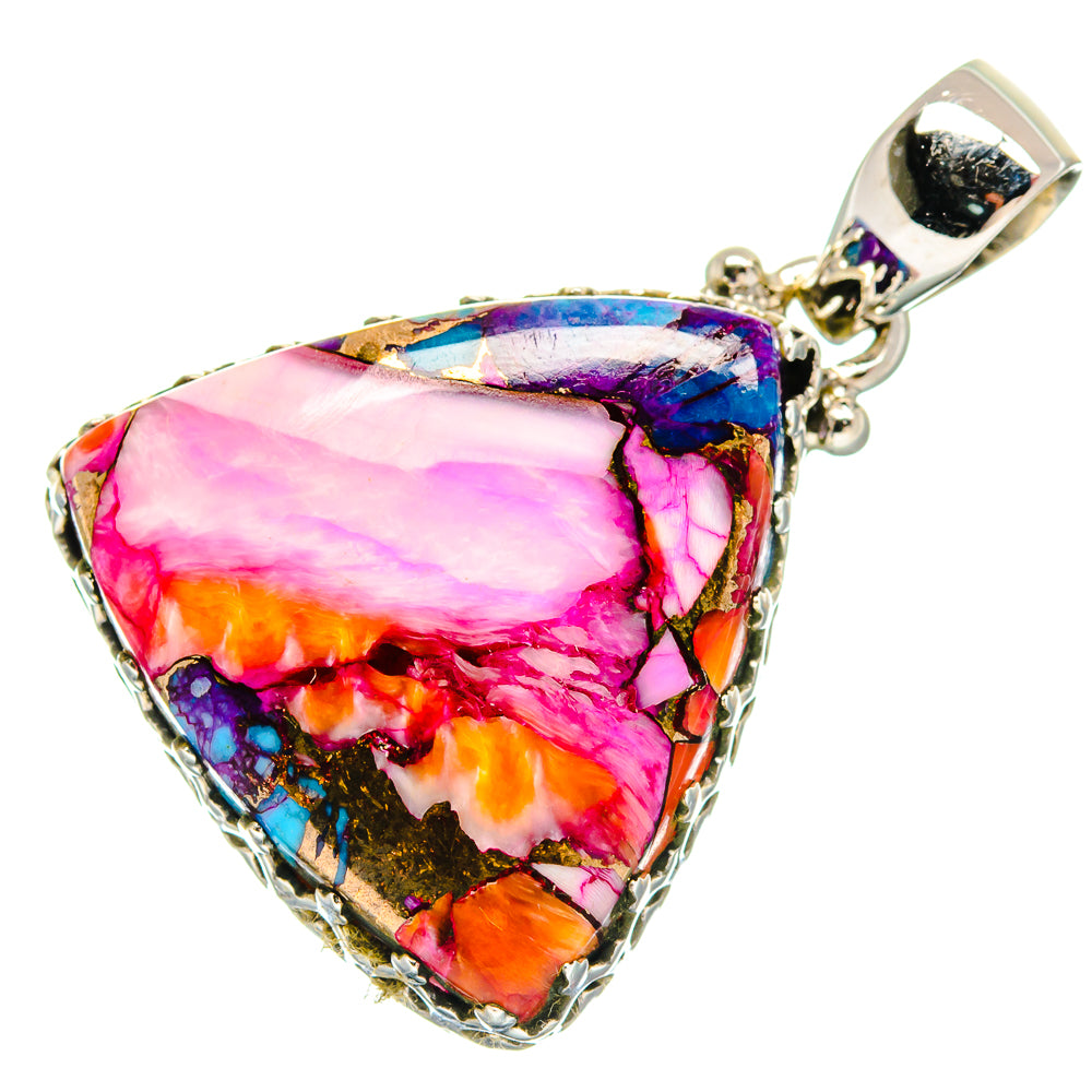 Kingman Pink Dahlia Turquoise Pendants handcrafted by Anasilvercos - PD21025