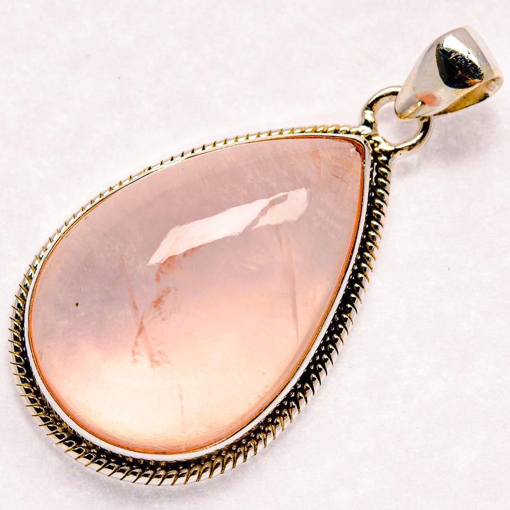 Rose Quartz Pendants handcrafted by Anasilvercos - PD21058