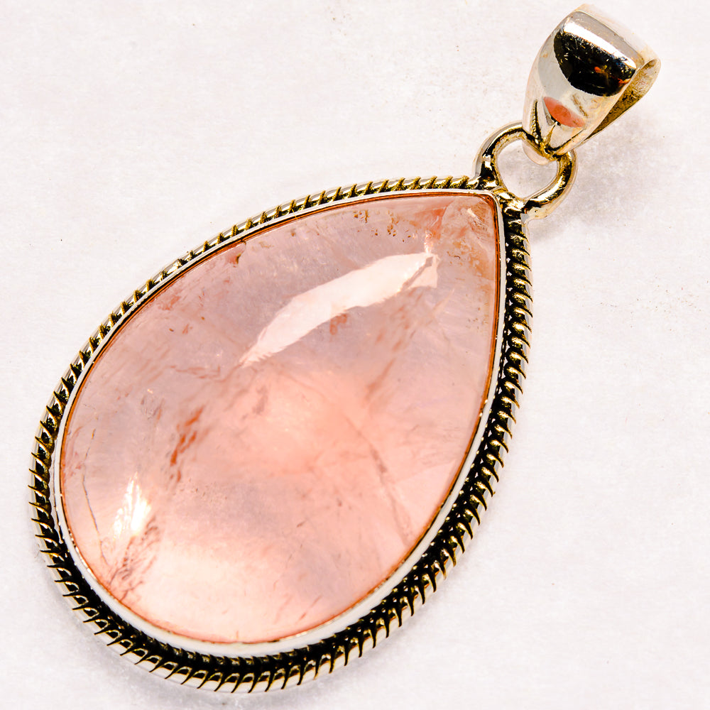 Rose Quartz Pendants handcrafted by Anasilvercos - PD21160