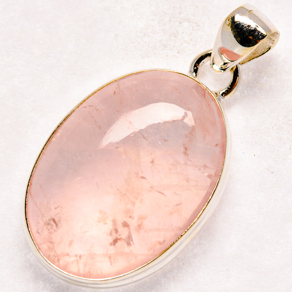 Rose Quartz Pendants handcrafted by Anasilvercos - PD21168