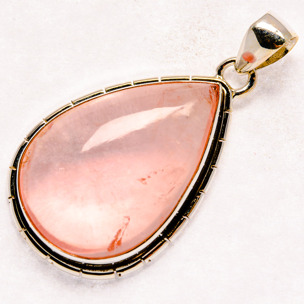 Rose Quartz Pendants handcrafted by Anasilvercos - PD21176