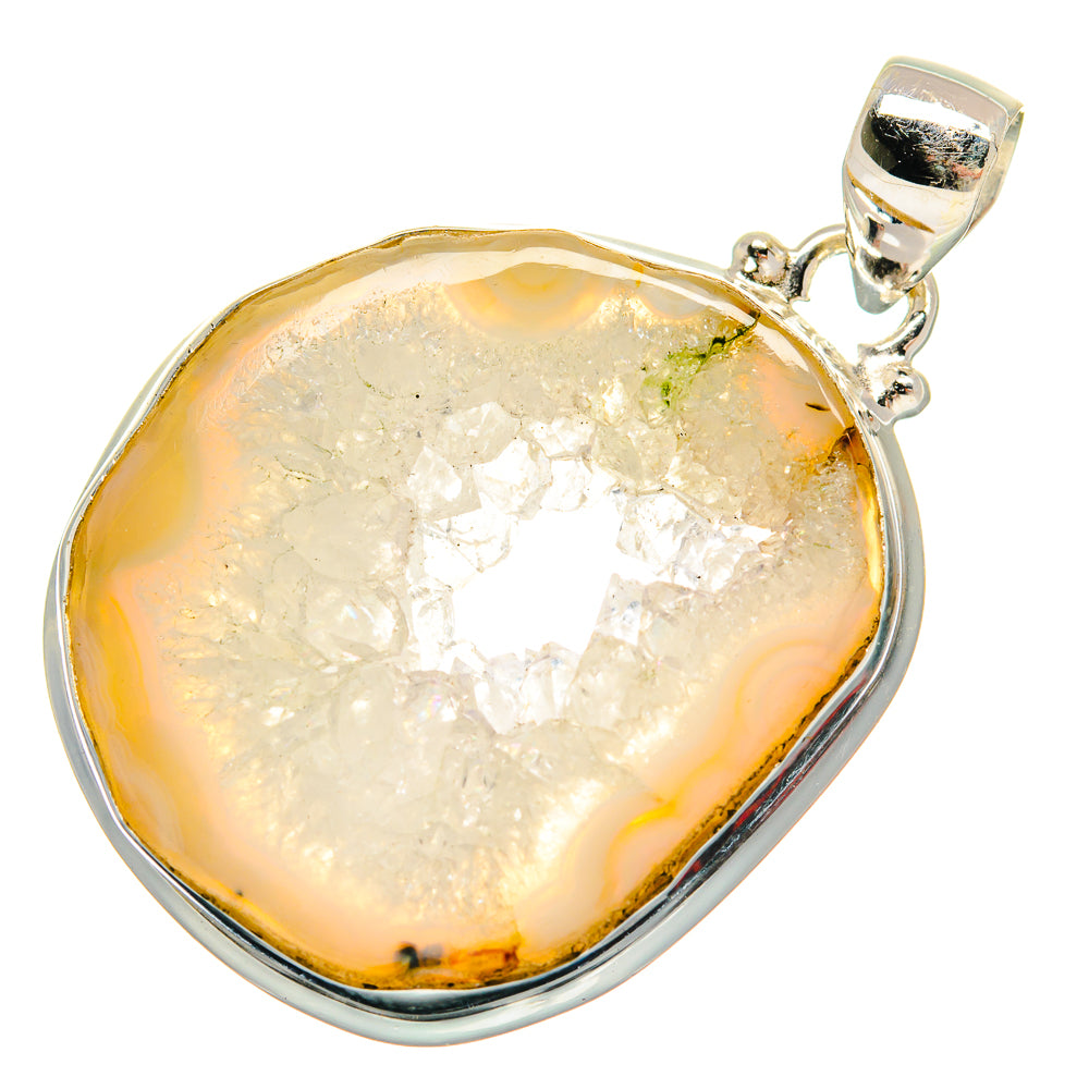 White Geode Slice Pendants handcrafted by Anasilvercos - PD21210 - Photo 2