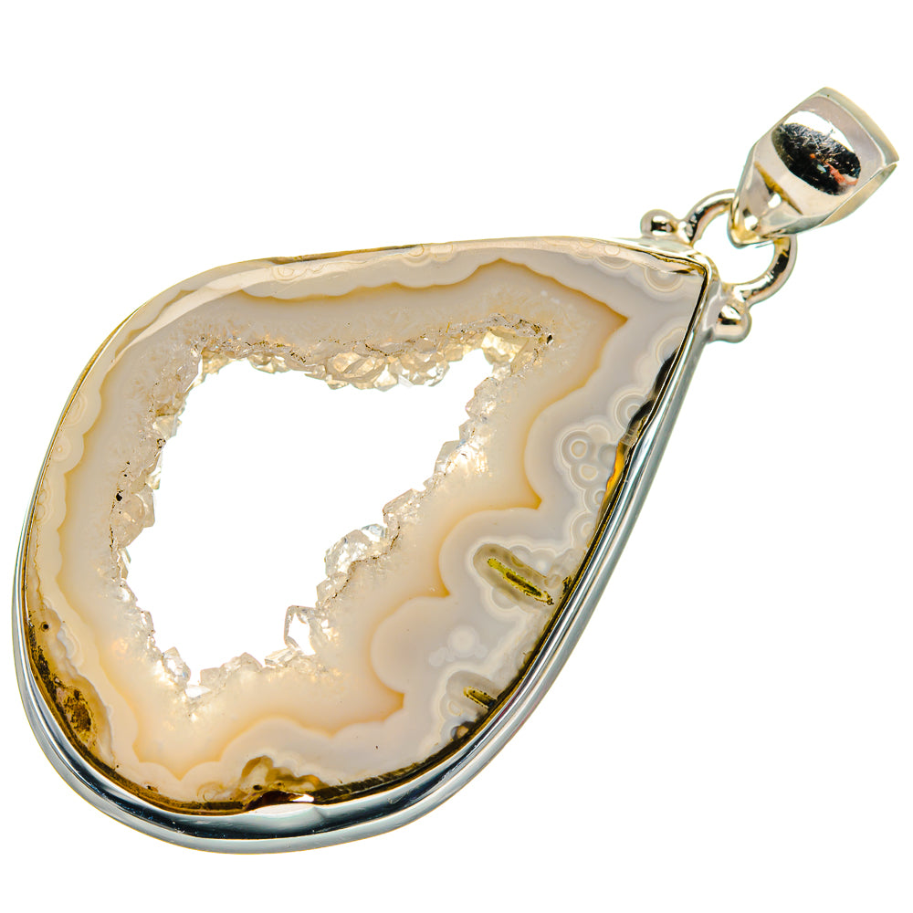 White Geode Slice Pendants handcrafted by Anasilvercos - PD21211