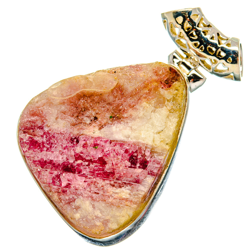 Pink Tourmaline In Quartz Pendants handcrafted by Anasilvercos - PD21215