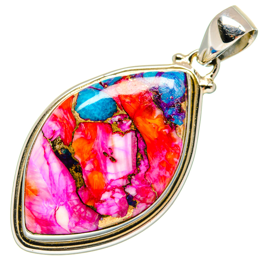 Kingman Pink Dahlia Turquoise Pendants handcrafted by Anasilvercos - PD21218