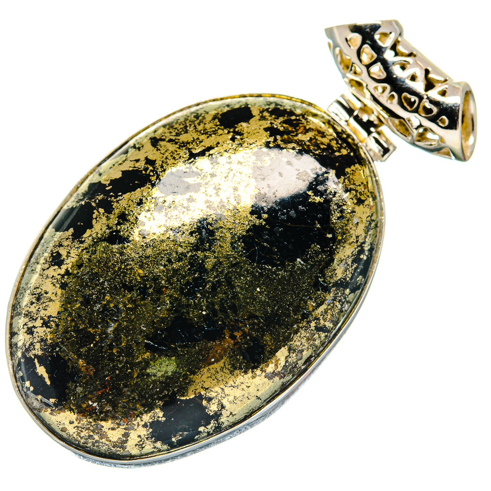 Pyrite In Black Onyx Pendants handcrafted by Anasilvercos - PD21276