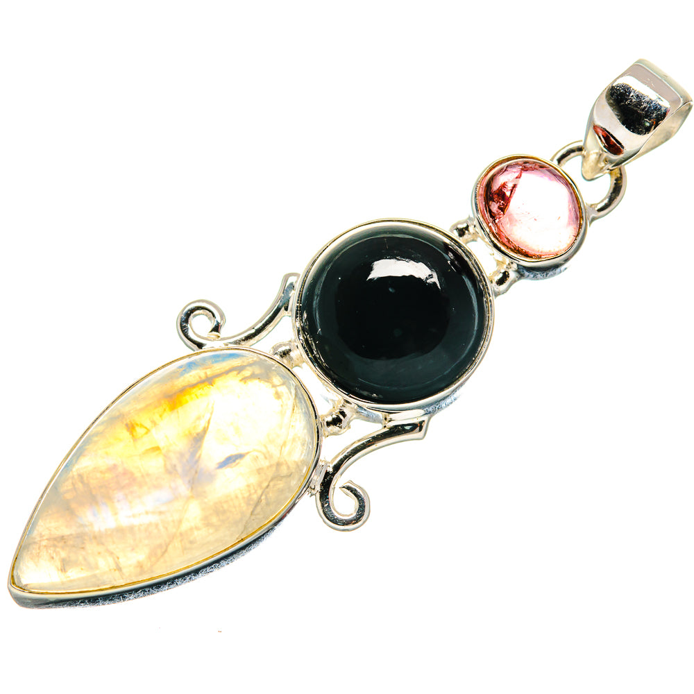Rainbow Moonstone Pendants handcrafted by Anasilvercos - PD21301