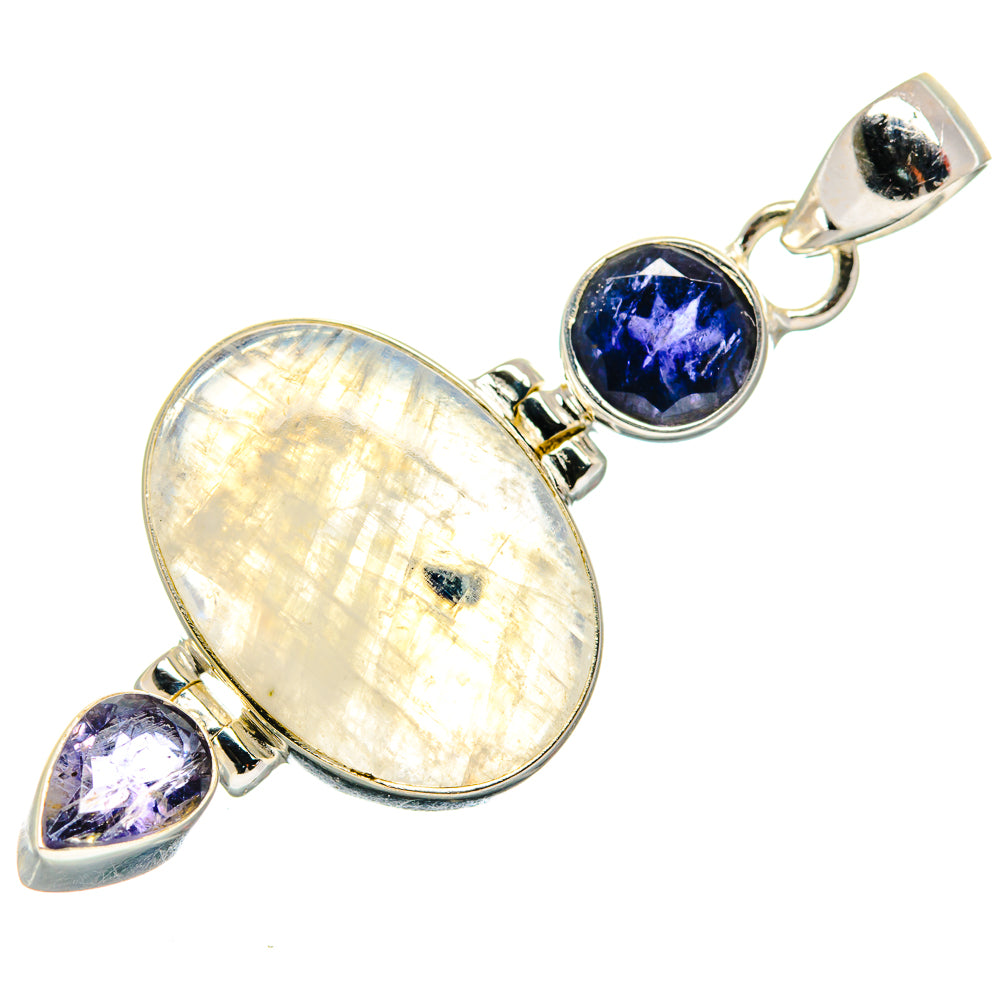 Rainbow Moonstone Pendants handcrafted by Anasilvercos - PD21304