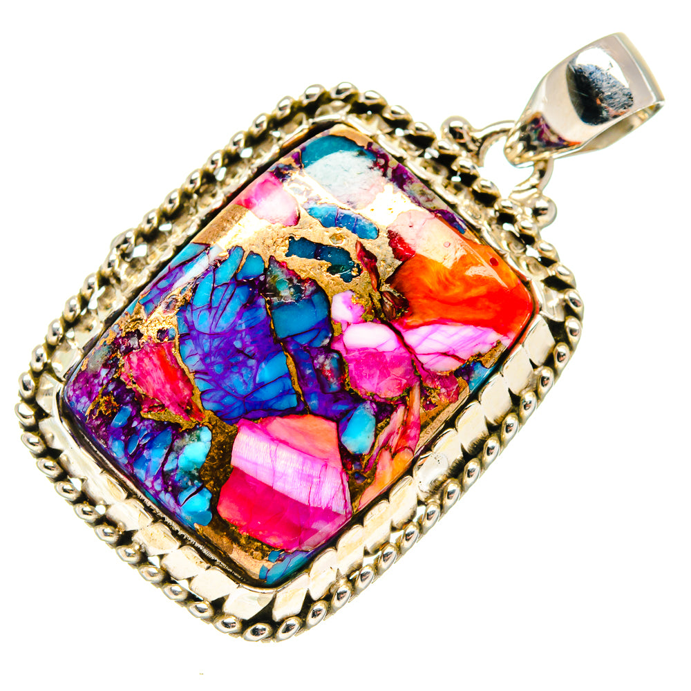 Kingman Pink Dahlia Turquoise Pendants handcrafted by Anasilvercos - PD21395