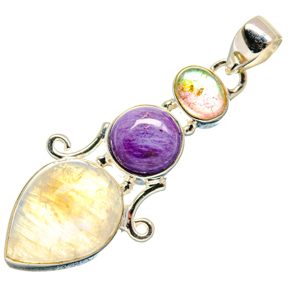 Rainbow Moonstone Pendants handcrafted by Anasilvercos - PD21413