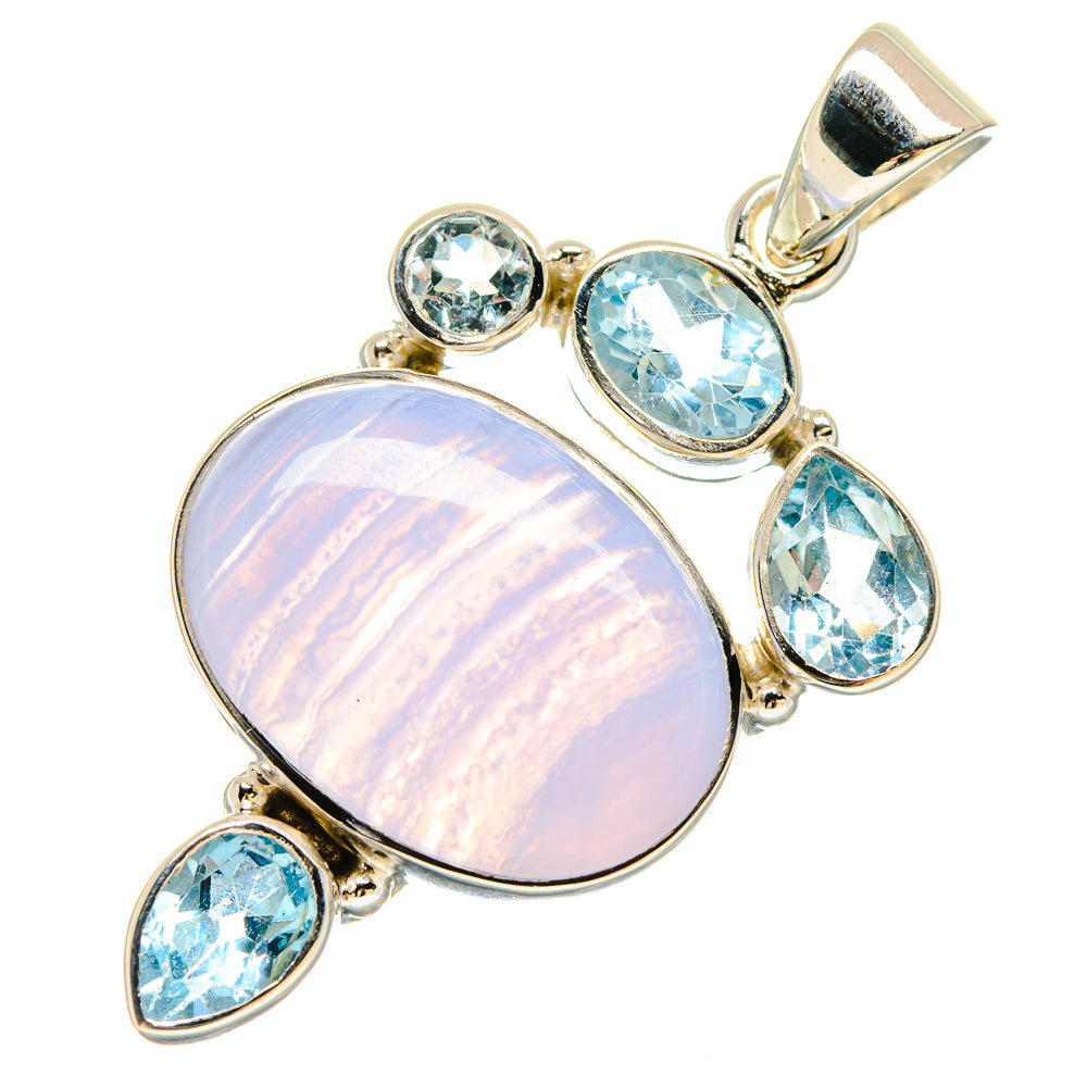 Blue Lace Agate Pendants handcrafted by Anasilvercos - PD21462