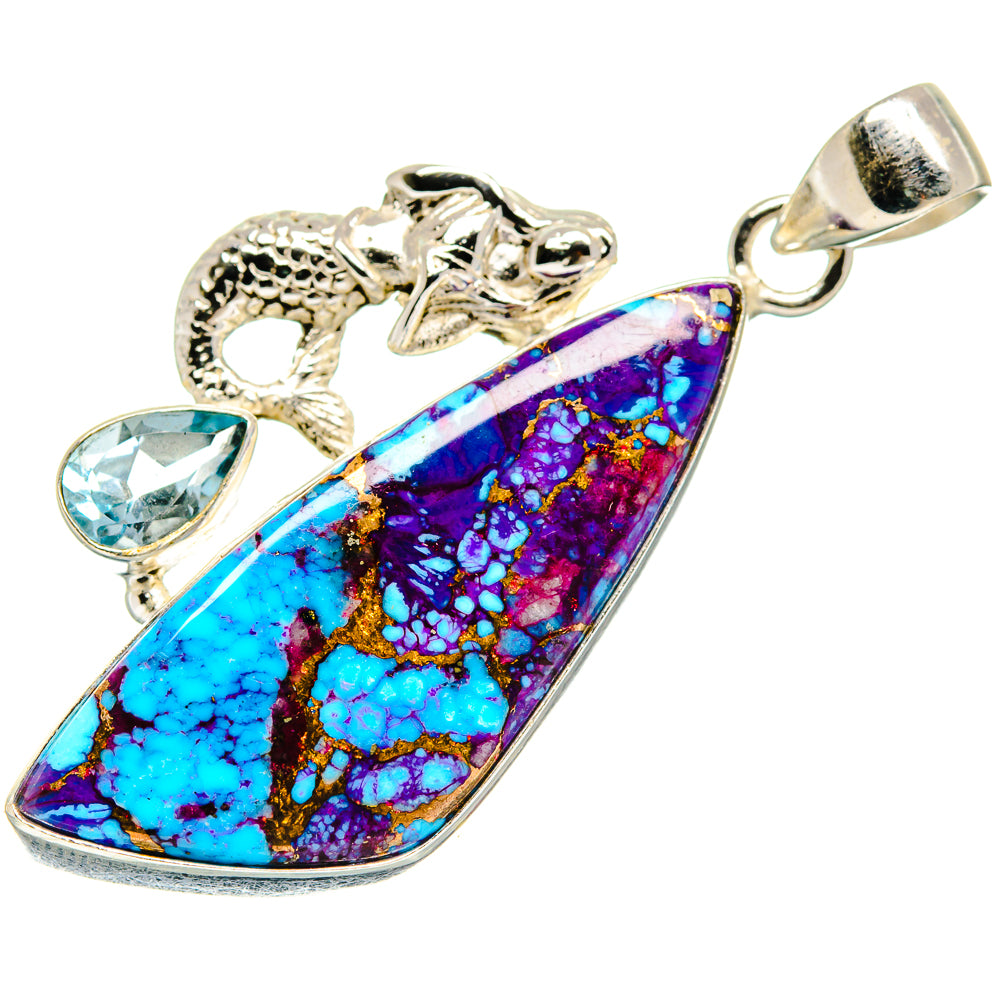 Kingman Pink Dahlia Turquoise Pendants handcrafted by Anasilvercos - PD21505
