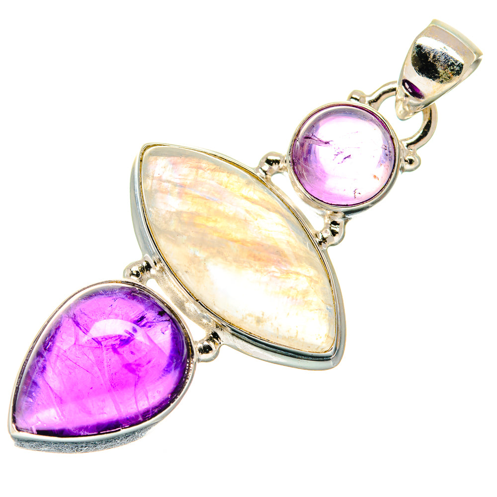 Rainbow Moonstone Pendants handcrafted by Anasilvercos - PD21516