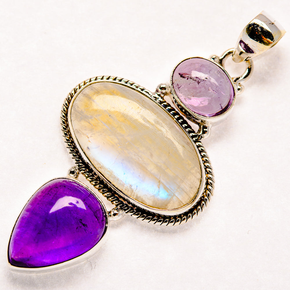 Rainbow Moonstone Pendants handcrafted by Anasilvercos - PD21536