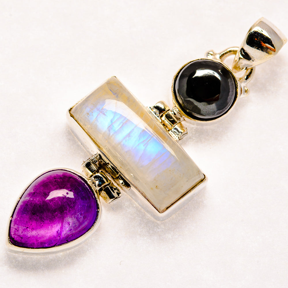 Rainbow Moonstone Pendants handcrafted by Anasilvercos - PD21551