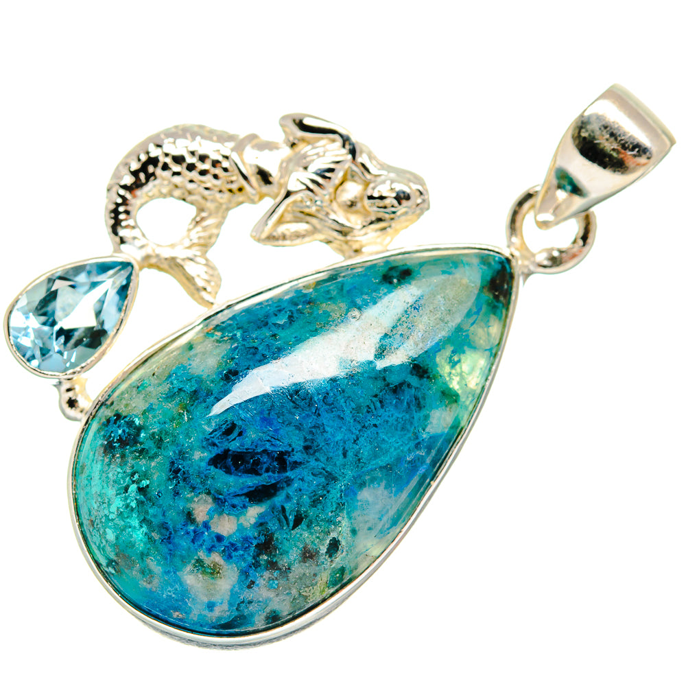 Chrysocolla In Quartz Pendants handcrafted by Anasilvercos - PD21567