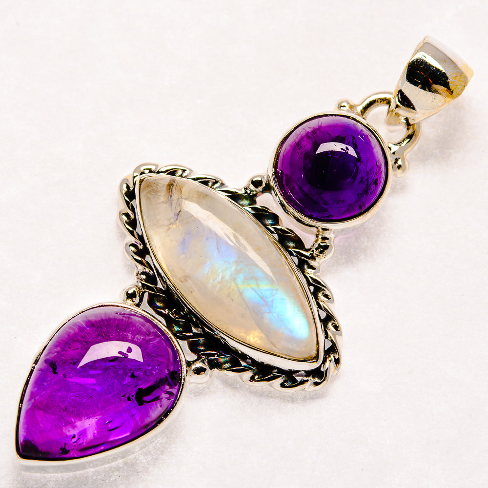 Rainbow Moonstone Pendants handcrafted by Anasilvercos - PD21578