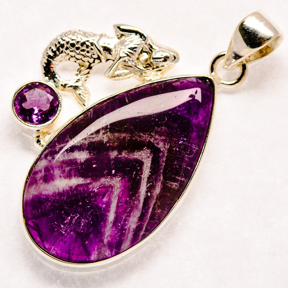 Chevron Amethyst Pendants handcrafted by Anasilvercos - PD21582