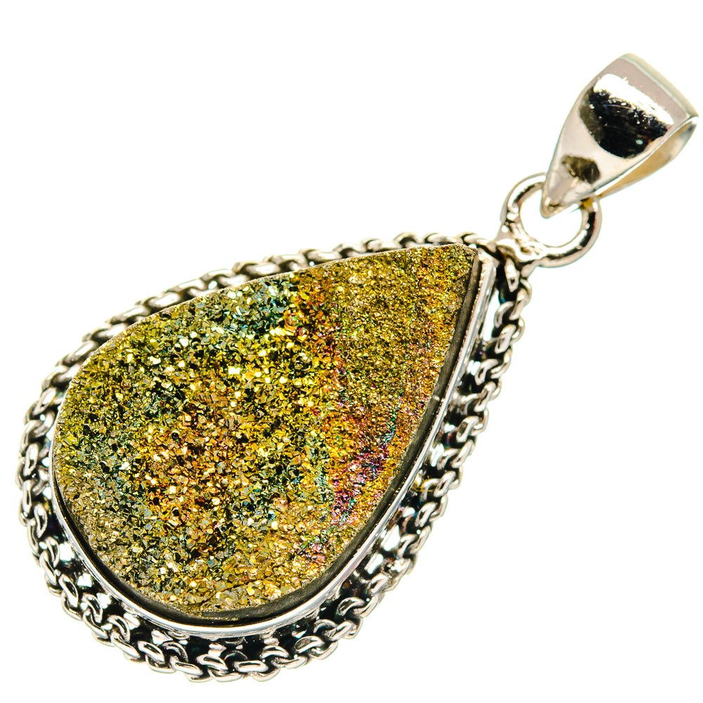 Spectro Pyrite Druzy Pendants handcrafted by Anasilvercos - PD21613