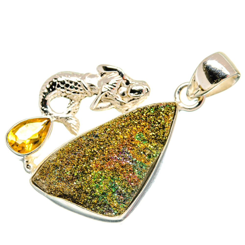Spectro Pyrite Druzy Pendants handcrafted by Anasilvercos - PD21614