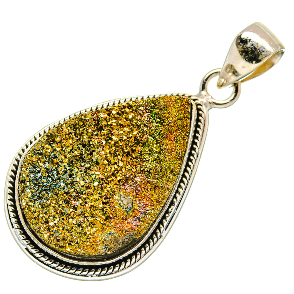Spectro Pyrite Druzy Pendants handcrafted by Anasilvercos - PD21616 - Photo 2