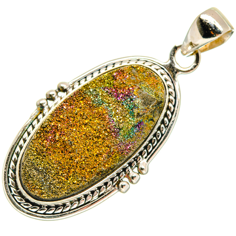 Spectro Pyrite Druzy Pendants handcrafted by Anasilvercos - PD21673