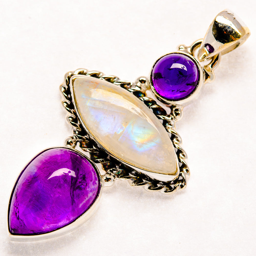Rainbow Moonstone Pendants handcrafted by Anasilvercos - PD21681