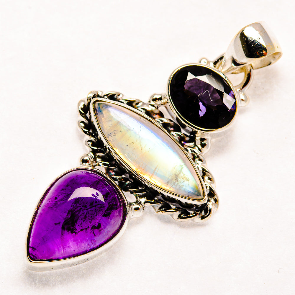 Rainbow Moonstone Pendants handcrafted by Anasilvercos - PD21682