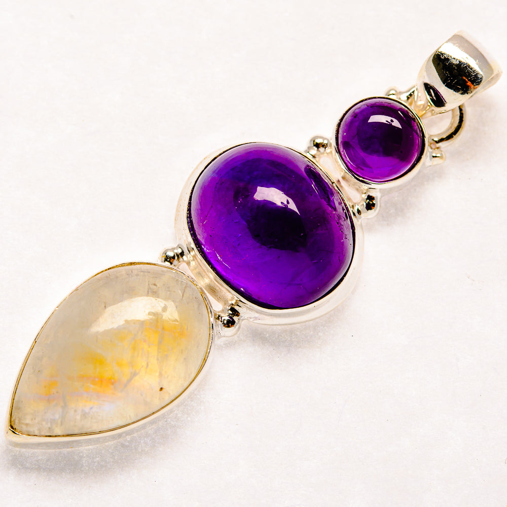 Rainbow Moonstone Pendants handcrafted by Anasilvercos - PD21684