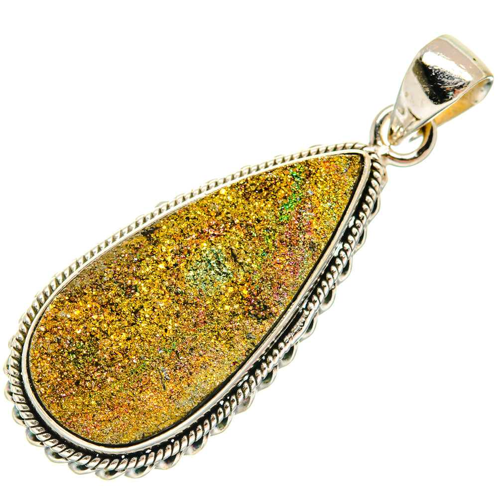 Spectro Pyrite Druzy Pendants handcrafted by Anasilvercos - PD21711 - Photo 2