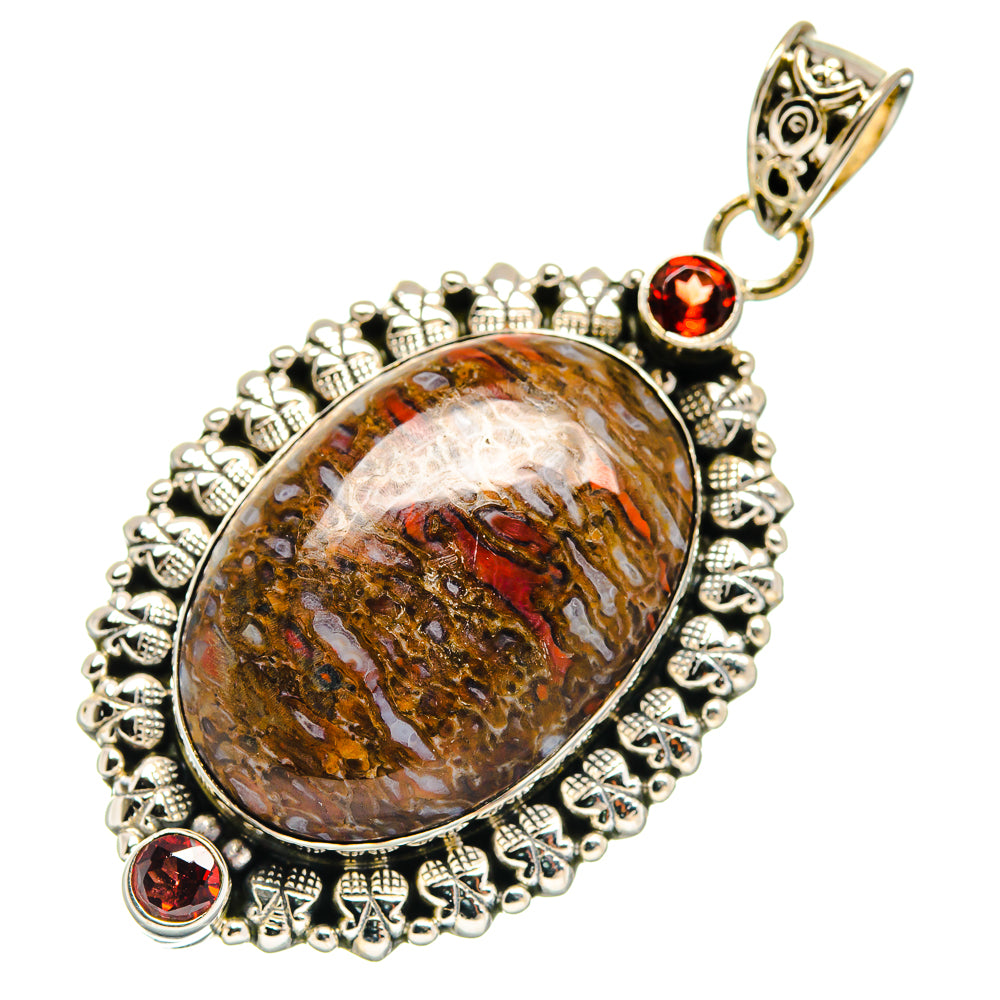 Dinosaur Bone, Garnet Pendants handcrafted by Anasilvercos - PD21744