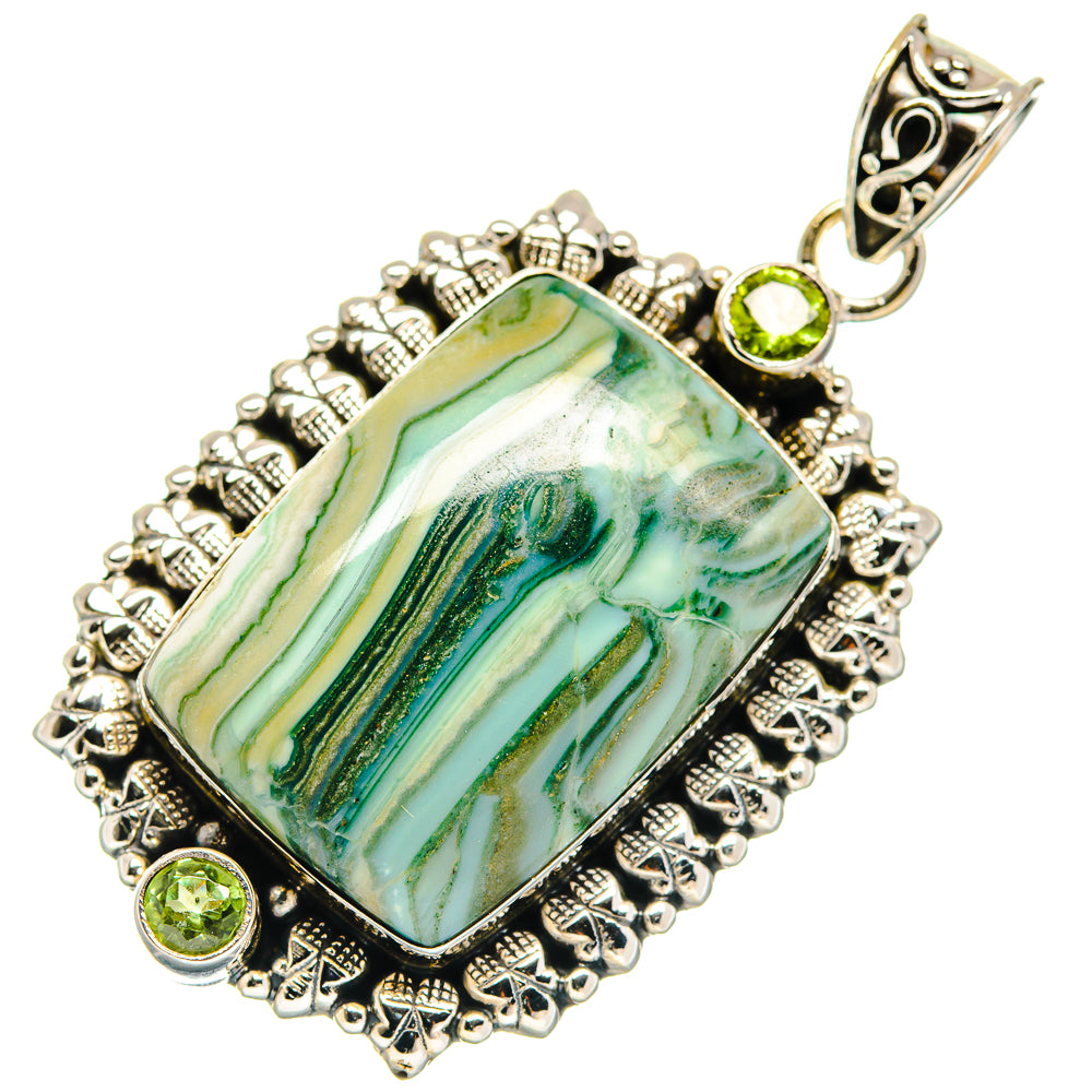 Rainforest Jasper, Peridot Pendants handcrafted by Anasilvercos - PD21748