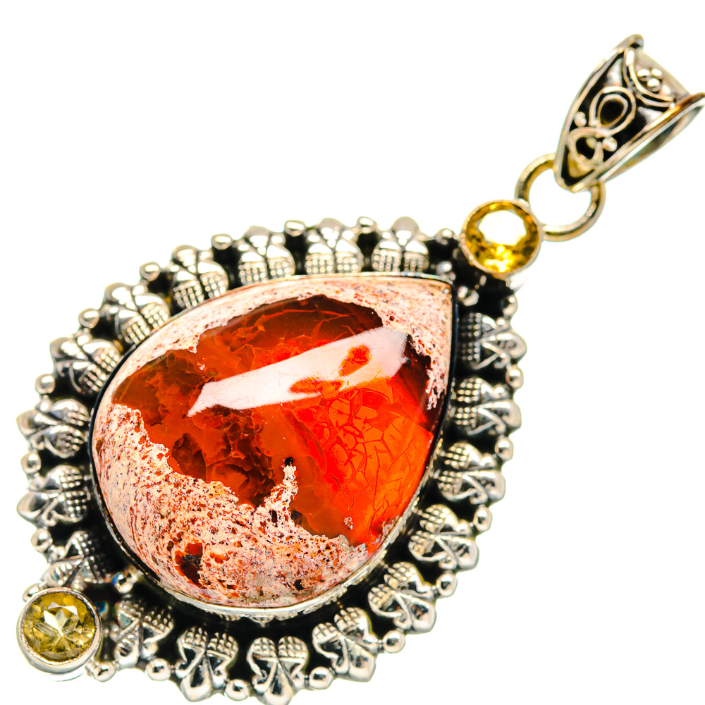 Mexican Fire Opal, Citrine Pendants handcrafted by Anasilvercos - PD21758