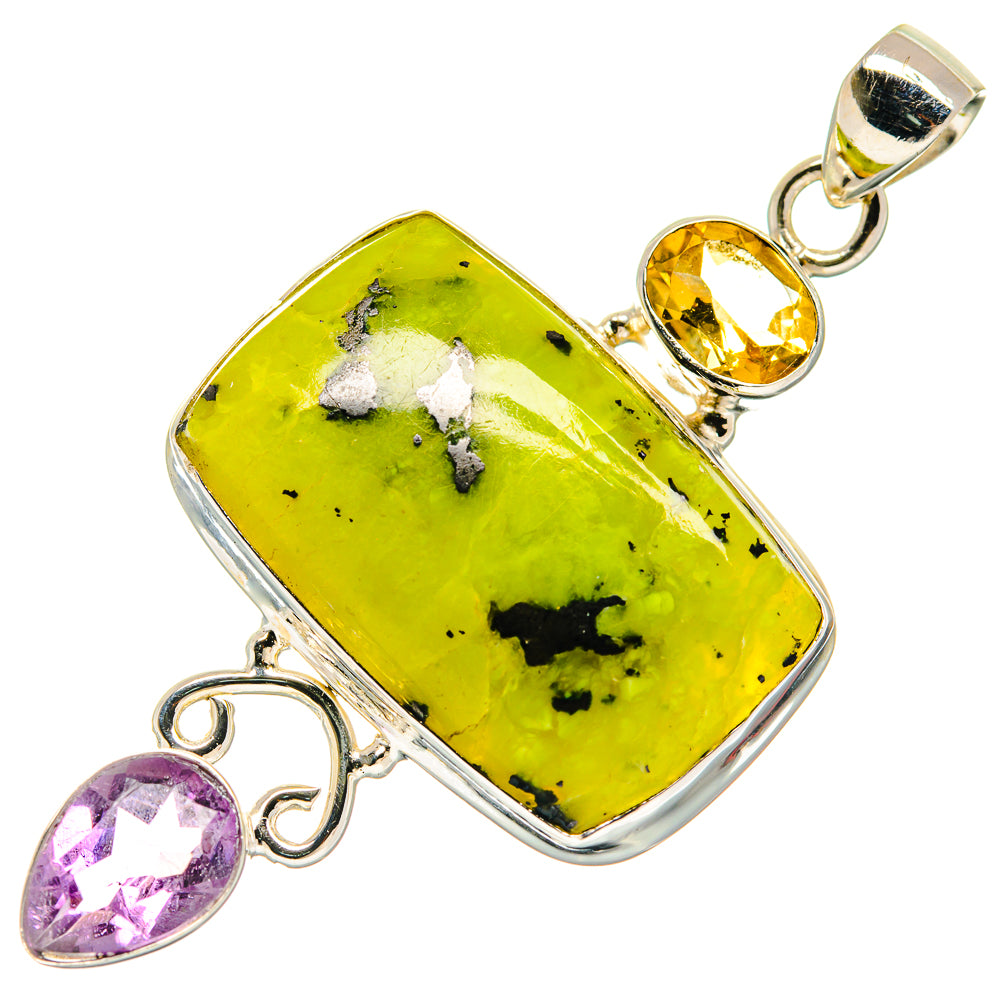 African Green Opal, Amethyst, Citrine Pendants handcrafted by Anasilvercos - PD21763